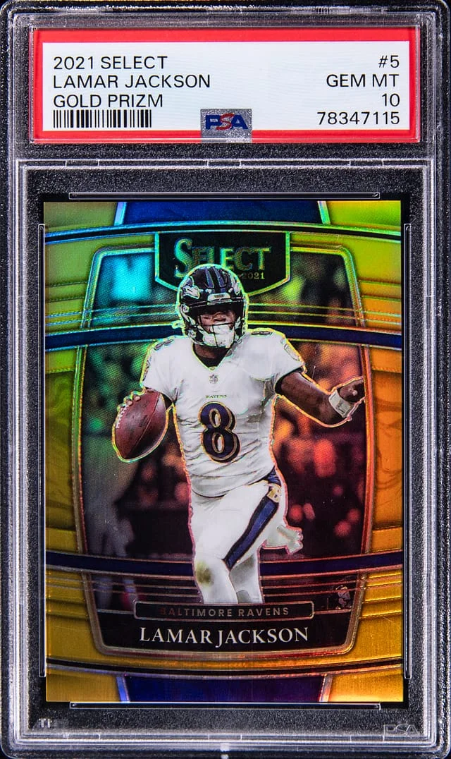 2021 Panini Select Lamar Jackson Gold Prizm #5 card image
