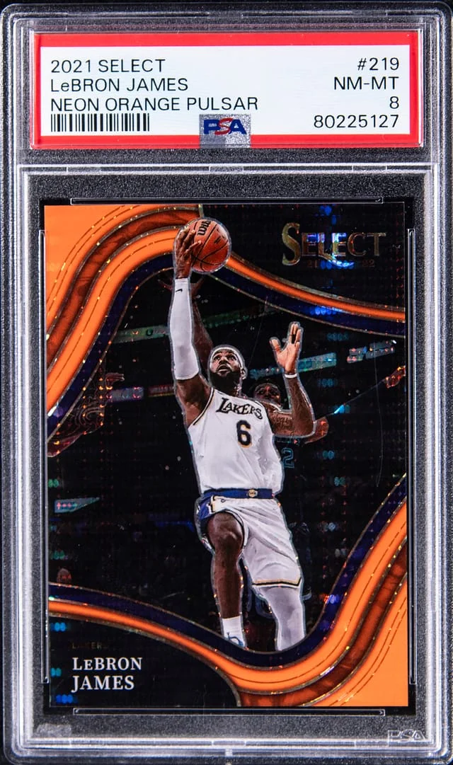 2021 Panini Select LeBron James Neon Orange Pulsar #219 card image
