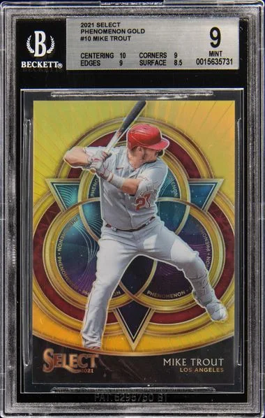 2021 Panini Select Mike Trout Phenomenon Gold #10 card image