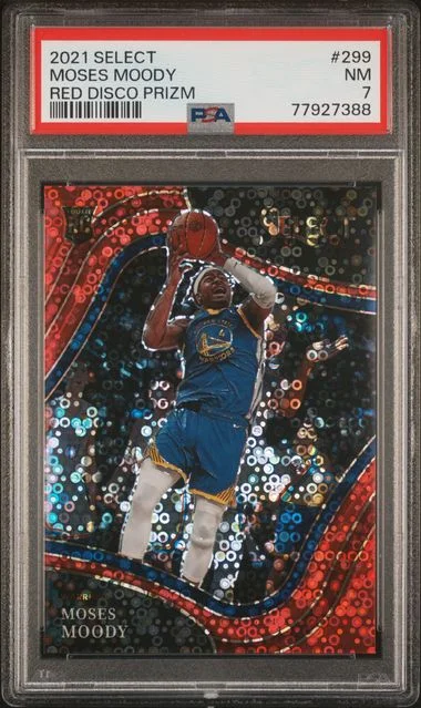 2021 Panini Select Moses Moody Red Disco Prizm #299 card image