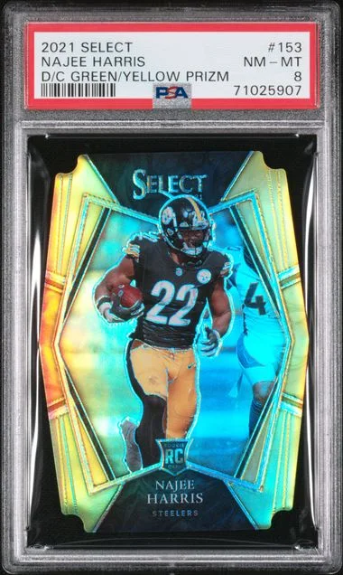 2021 Panini Select Najee Harris Die-Cut Green/Yellow Prizm #153 card image