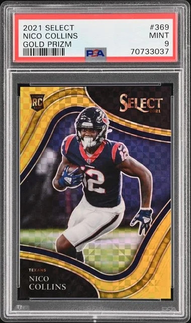 2021 Panini Select Nico Collins Gold Prizm #369 card image