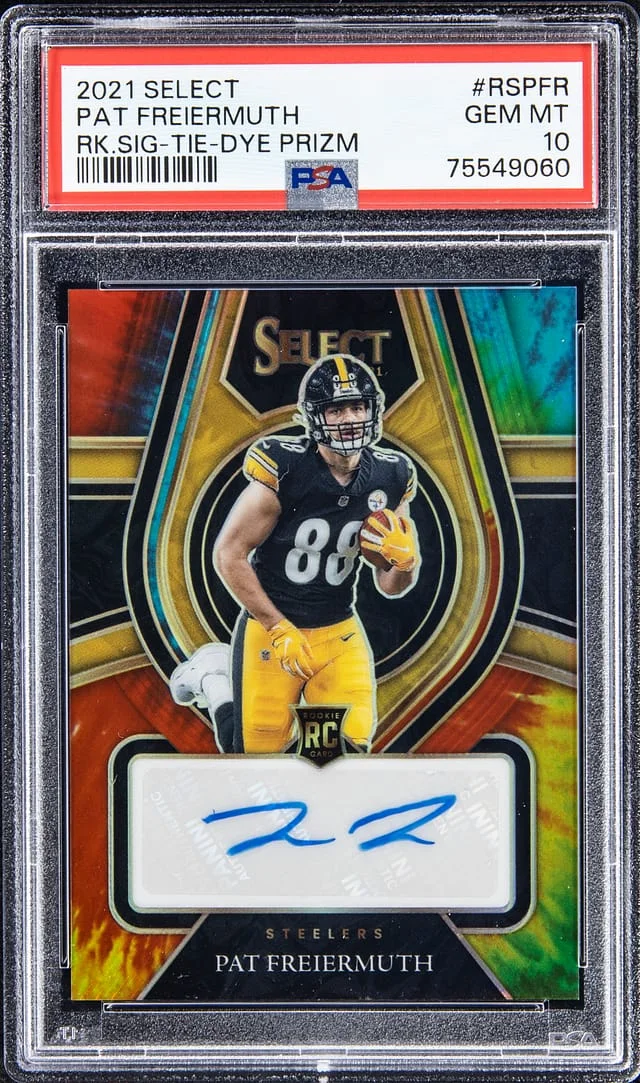 2021 Panini Select Pat Freiermuth Signatures Tie-Dye Prizm #RS-PFR card image