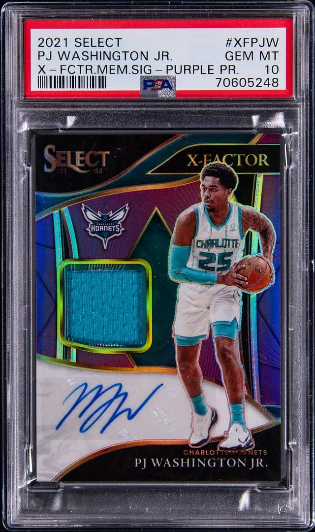 2021 Panini Select Pj Washington Jr. X-Factor Memorabilia Signatures Purple Prizm #XFPJW card image
