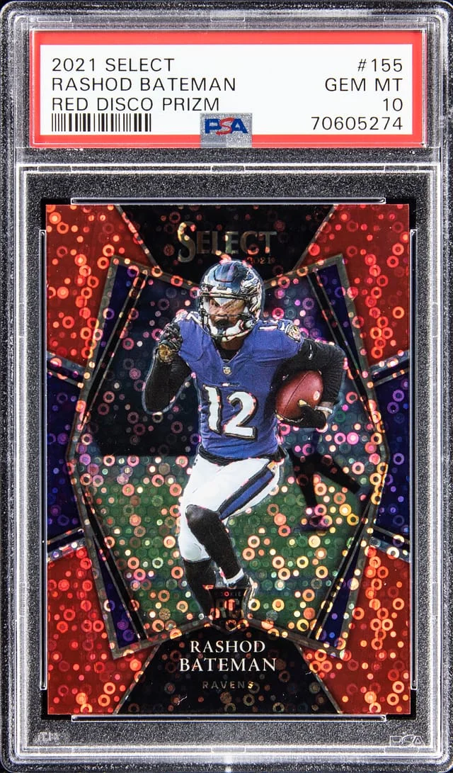 2021 Panini Select Rashod Bateman Red Disco Prizm #155 card image