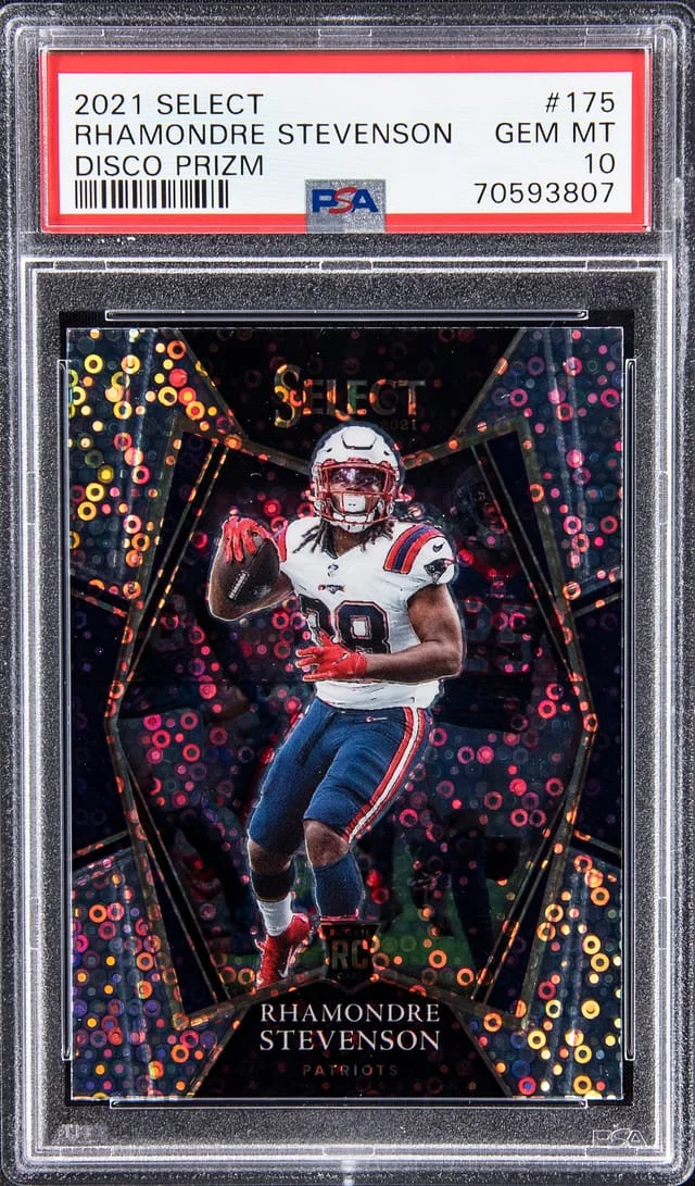 2021 Panini Select Rhamondre Stevenson Disco Prizm #175 card image