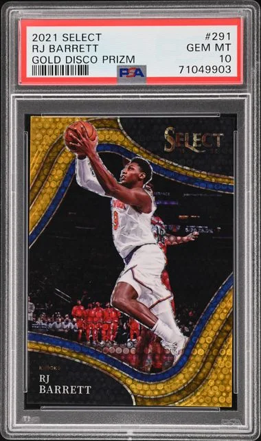 2021 Panini Select Rj Barrett Gold Disco Prizm #291 card image