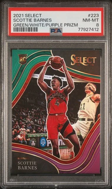 2021 Panini Select Scottie Barnes Green/White/Purple Prizm #223 card image