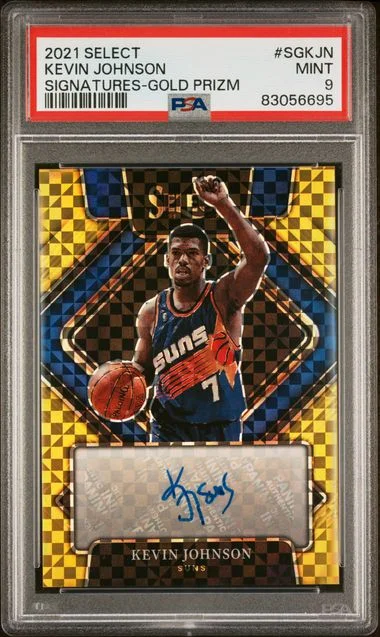 2021 Panini Select Signatures Gold Prizm Sgkjn Kevin Johnson #no-number card image