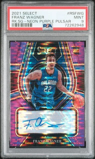 2021 Panini Select Signatures Neon Purple Pulsar Rsfwg Franz Wagner #no-number card image