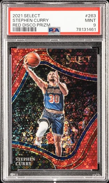 2021 Panini Select Stephen Curry Red Disco Prizm #263 card image