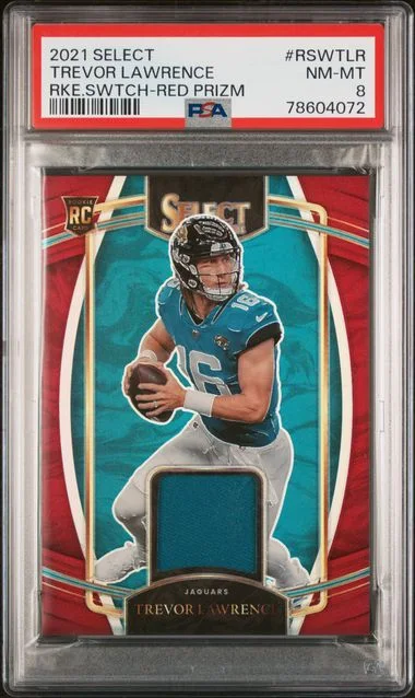 2021 Panini Select Swatches Red Prizm Rswtlr Trevor Lawrence #no-number card image