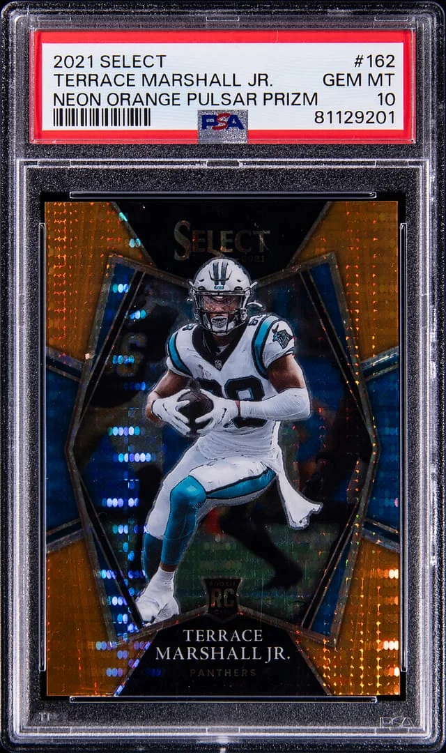 2021 Panini Select Terrance Marshall Jr. Neon Orange Pulsar Prizm #162 card image
