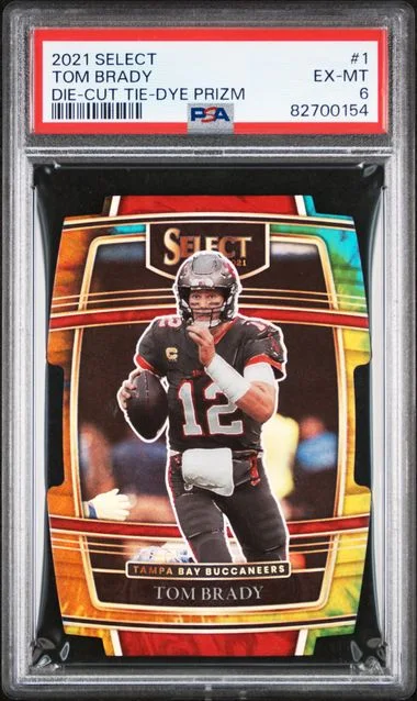 2021 Panini Select Tom Brady Die-Cut Green/Yellow Prizm #1 card image