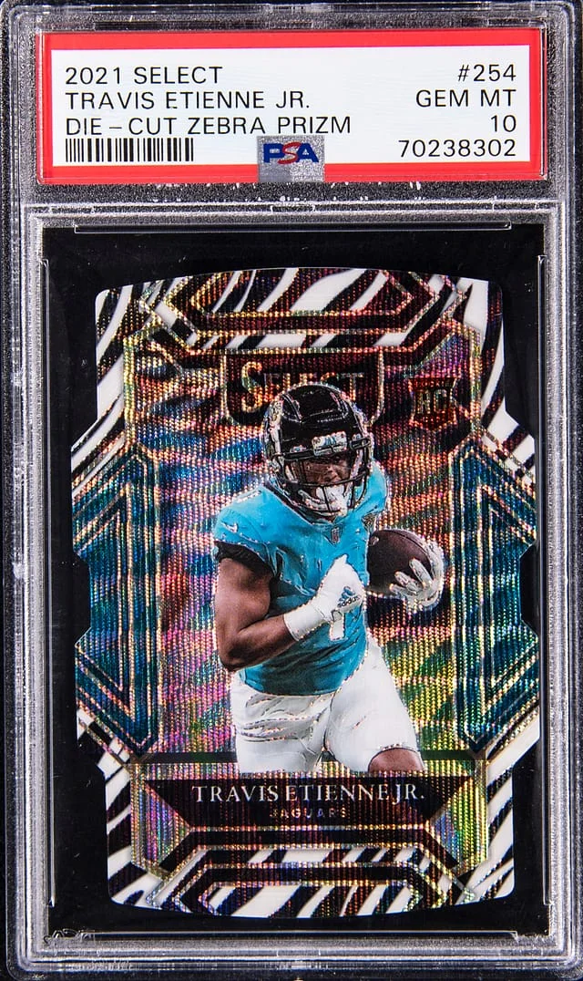 2021 Panini Select Travis Etienne Jr. Die-Cut Zebra Prizm #254 card image