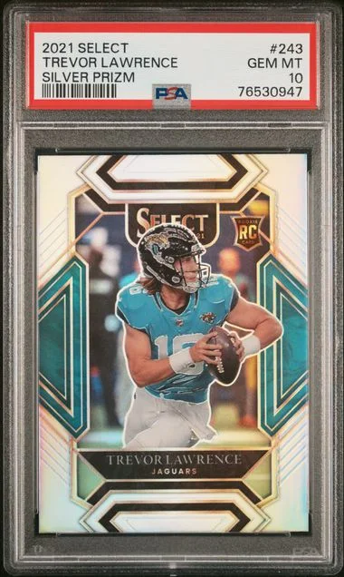 2021 Panini Select Trevor Lawrence Die-Cut Red/Yellow Prizm #243 card image