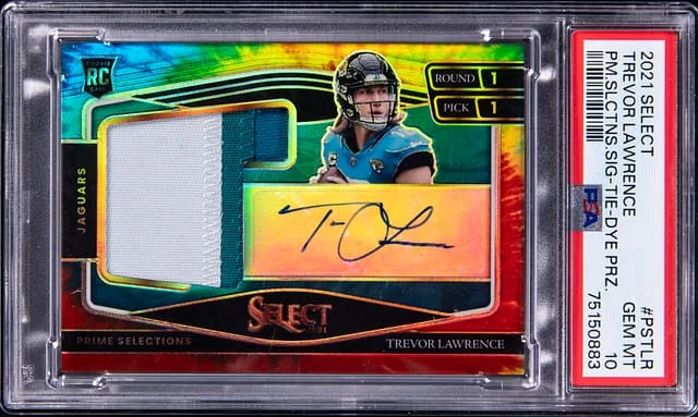 2021 Panini Select Trevor Lawrence Prime Selections Signatures Tie-Dye Prizm #PS-TLR card image