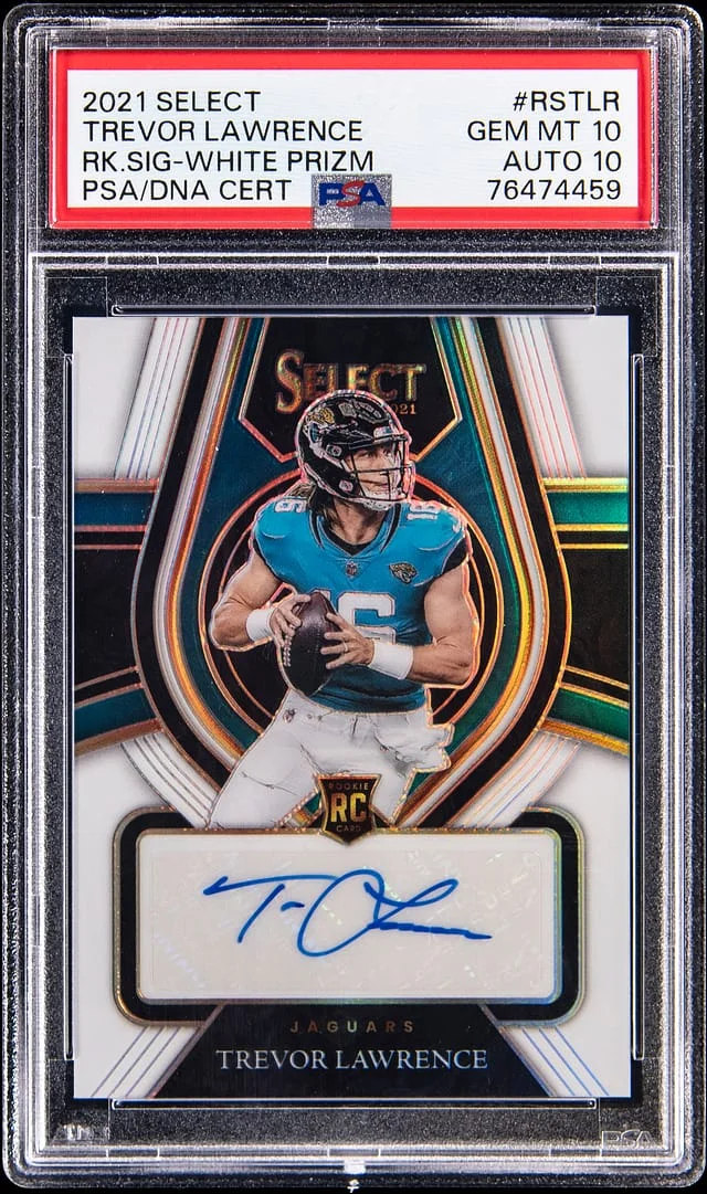 2021 Panini Select Trevor Lawrence Signatures White Prizm #RS-TLR card image
