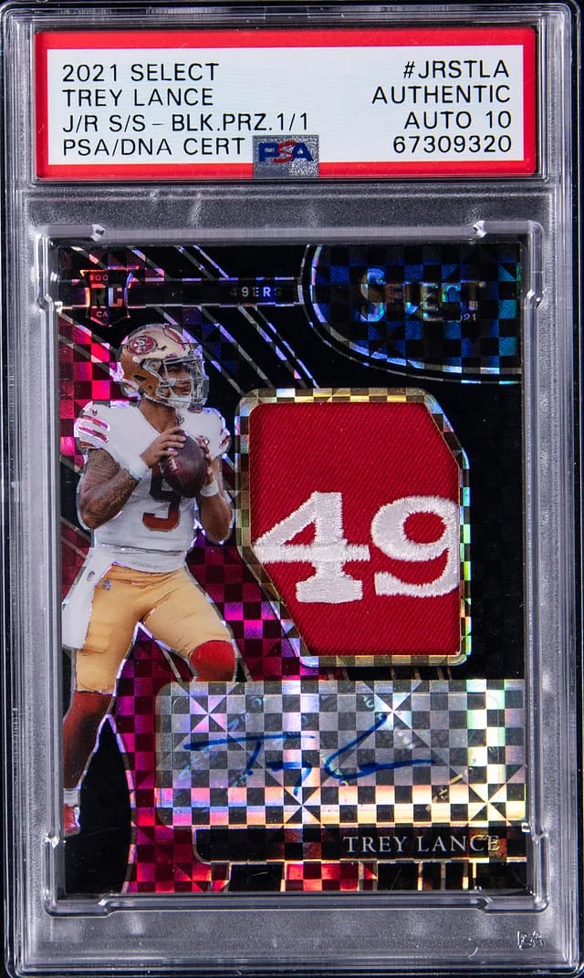 2021 Panini Select Trey Lance Jersey Signatures Black Prizm #JRSTLA card image