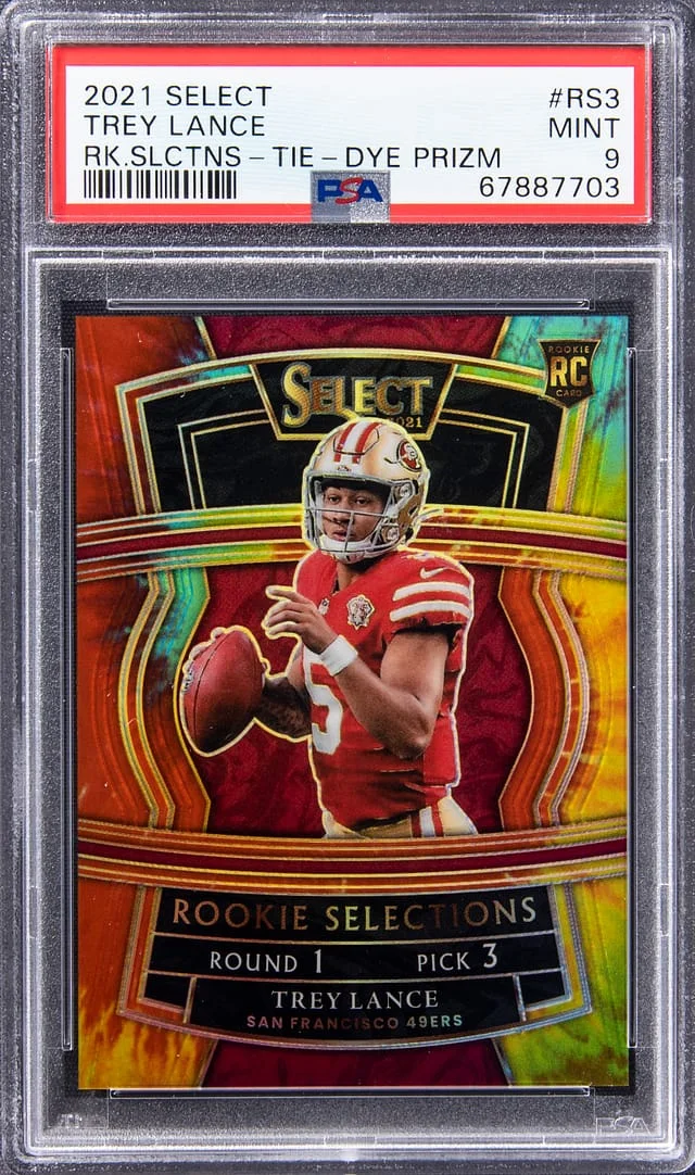 2021 Panini Select Trey Lance Selections Tie Dye Prizm #RS-3 card image