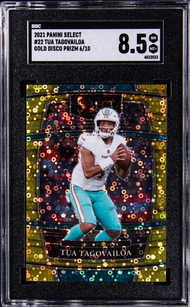 2021 Panini Select Tua Tagovailoa Gold Disco Prizm #22 card image