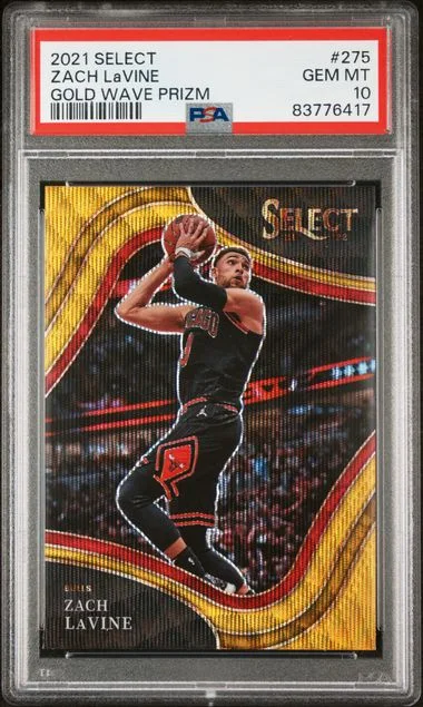 2021 Panini Select Zach Lavine Gold Wave Prizm #275 card image