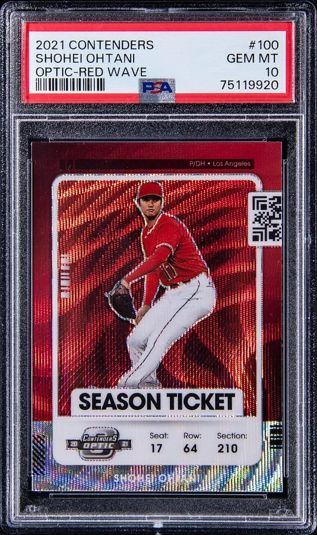 2021 Panini Shohei Ohtani Contedners Optic Red Wave #100 card image