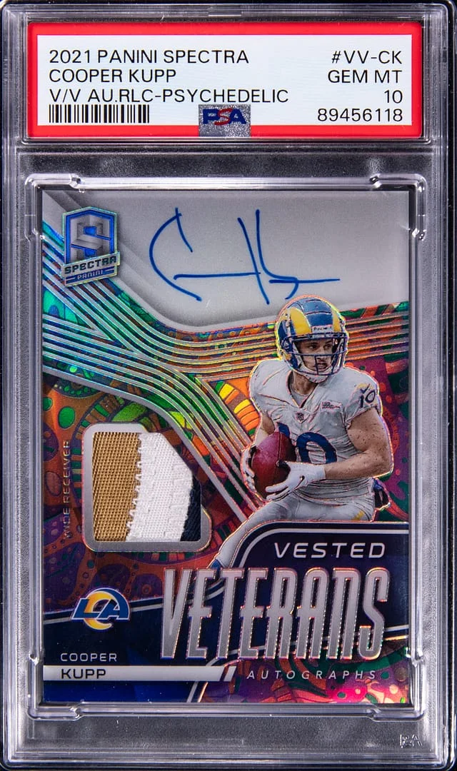 2021 Panini Spectra Cooper Kupp Vested Veterans Autograph Relic Psychedelic #VV-CK card image