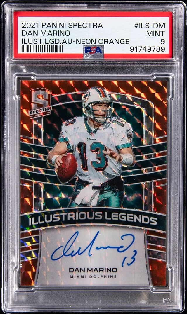 2021 Panini Spectra Dan Marino Illustrious Legends Neon Orange #ILS-DM card image