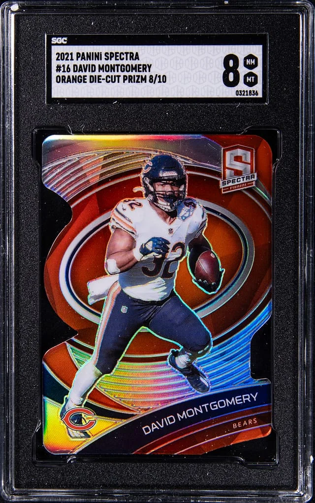 2021 Panini Spectra David Montgomery Orange Die-Cut Prizm #16 card image