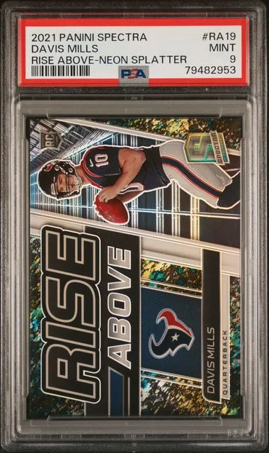 2021 Panini Spectra Davis Mills Rise Above Neon Splatter #RA19 card image