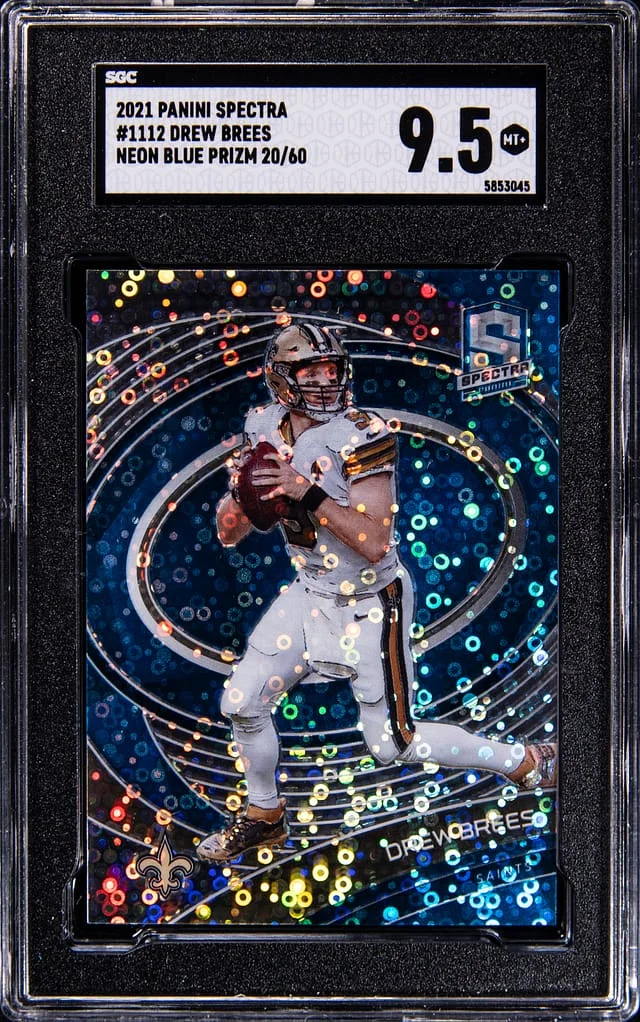 2021 Panini Spectra Drew Brees Neon Blue Prizm #112 card image