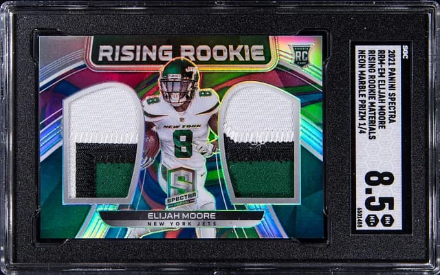 2021 Panini Spectra Elijah Moore Rising Materials Neon Marble Prizm #RRM-EM card image