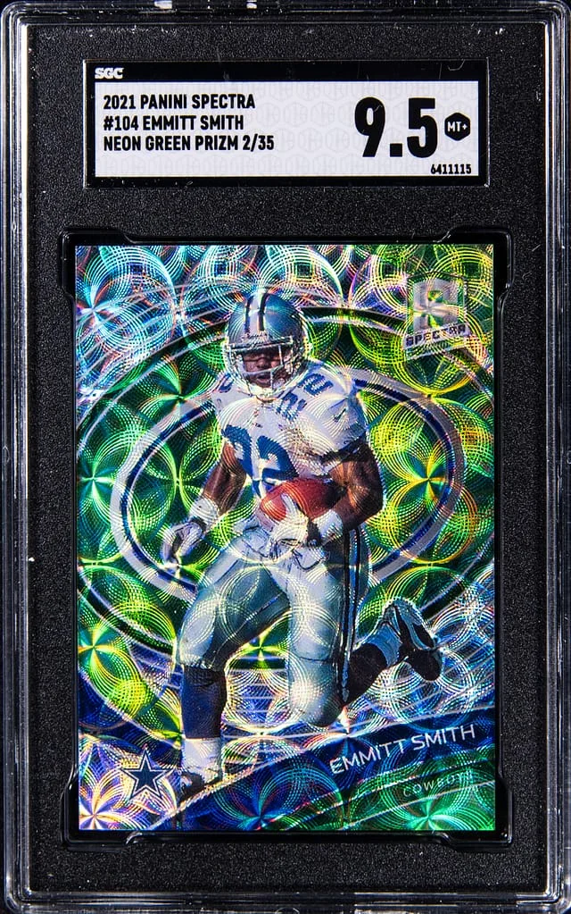 2021 Panini Spectra Emmitt Smith Neon Green Prizm #104 card image