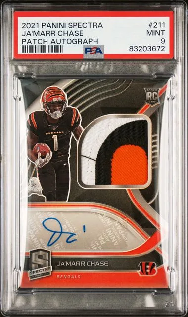 2021 Panini Spectra Ja'Marr Chase Patch Autograph #211 card image