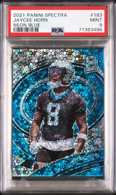 2021 Panini Spectra Jaycee Horn Neon Blue #183 card image
