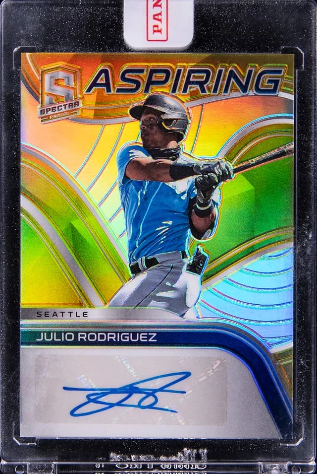 2021 Panini Spectra Julio Rodriguez Aspiring Autographs Gold #AA-JR card image