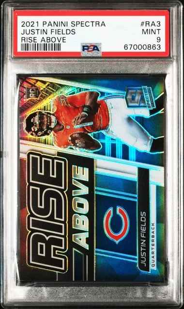 2021 Panini Spectra Justin Fields Rise Above #Ra3 card image