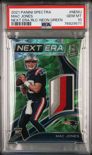2021 Panini Spectra Next Era Relics Neon Green Nemj Mac Jones #no-number card image