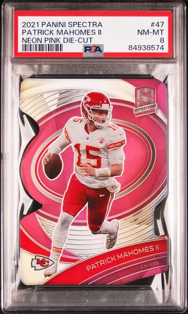 2021 Panini Spectra Patrick Mahomes II Neon Pink Die-Cut #47 card image