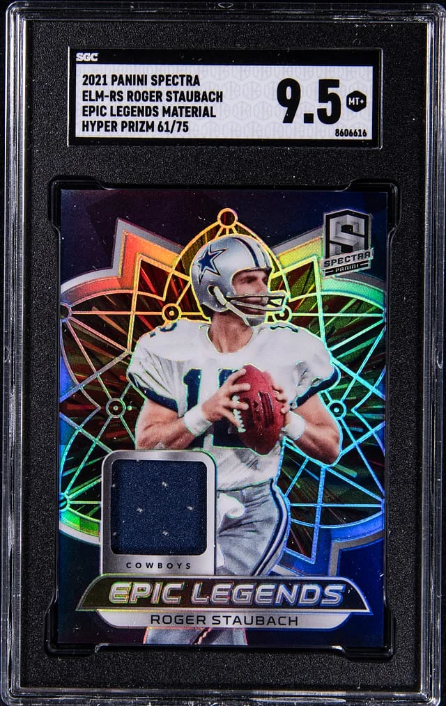 2021 Panini Spectra Roger Staubach Epic Legends Material Hyper Prizm #ELM-RS card image