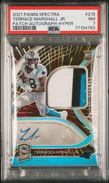 2021 Panini Spectra Terrace Marshall Jr. Patch Autograph-Hyper #215 card image