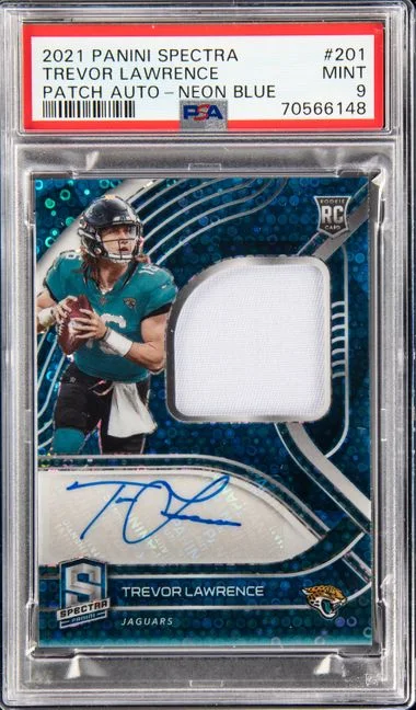 2021 Panini Spectra Trevor Lawrence Patch Autograph-Neon Blue #201 card image