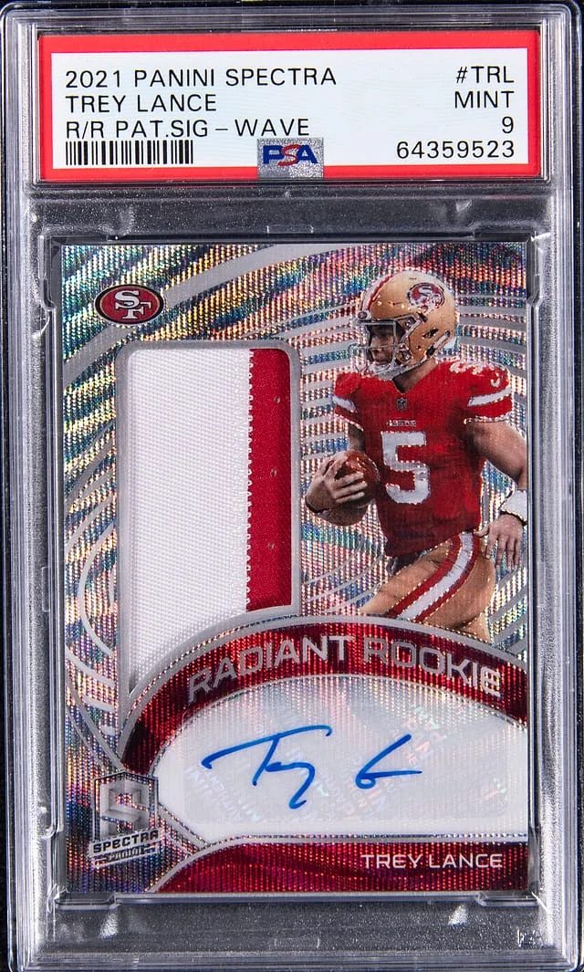 2021 Panini Spectra Trey Lance Radiant Patch Signatures Wave #RRS-TRL card image