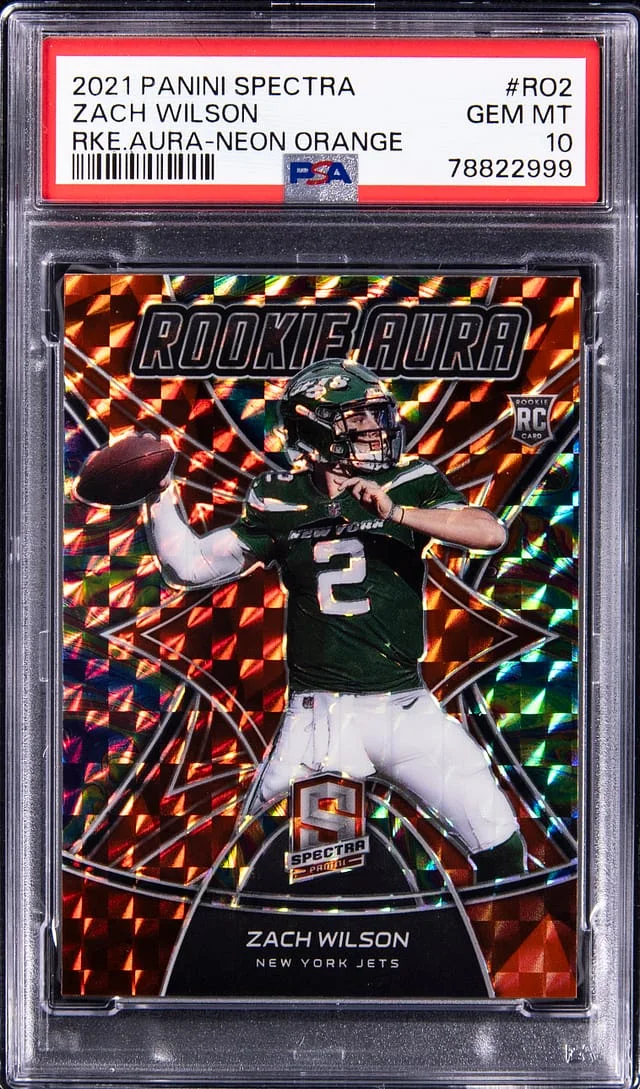 2021 Panini Spectra Zach Wilson Aura Neon Orange #RO-2 card image