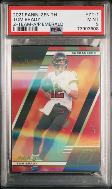 2021 Panini Tom Brady Zenith Z-Team Artist Proof Emerald #ZT-1 card image