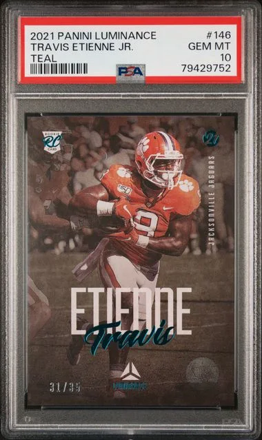 2021 Panini Travis Etienne Jr. Luminance Teal #146 card image