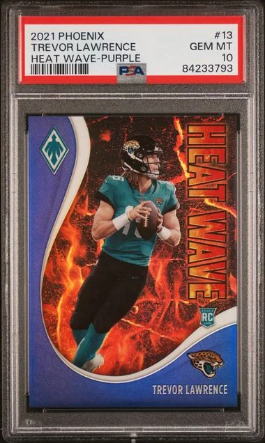 2021 Panini Trevor Lawrence Phoenix Heat Wave Purple #13 card image