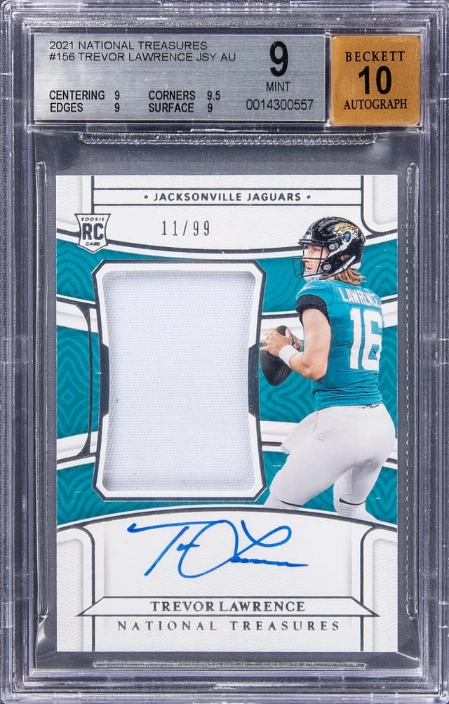 2021 Panini Trevor Lawrence National Treasure Patch Autograph (RPA) #156 card image