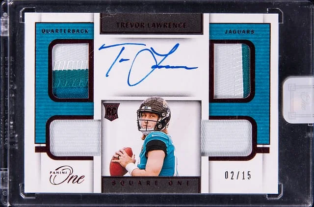 2021 Panini Trevor Lawrence One Square One Material Autograph Red #71 card image
